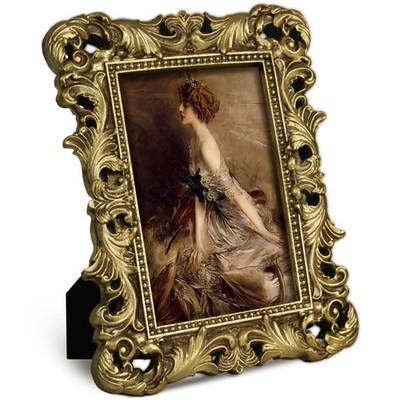 4x6 Gold Picture Frame Antique Ornate Vintage with Glass Front, Baroque Victo...