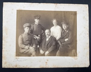 WWI 1915 German family photo portrait 2 Imperial officers Sailor SMS Thueringen