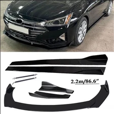 Front Bumper Lip Spoiler Splitter 86.6" Side Skirt Body Kit For Hyundai Elantra