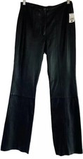 Wilsons Leather Maxima Bootcut Leather Pants Size 6 Black Raw Hem Flare NEW