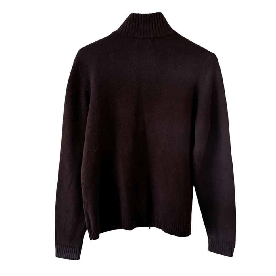 Suéter Chaps Para Hombres Marrón Cuello Simulado Cremallera Completa Talla XL Marrón Lana de Cordero Clásico Foto 3 de 4