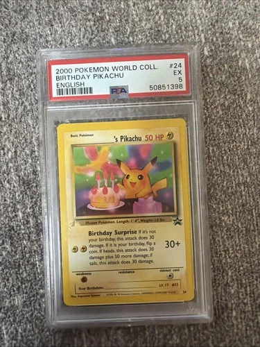 2000 POKEMON PIKACHU WORLD COLL ENGLISH #24 BIRTHDAY PIKACHU PSA 5
