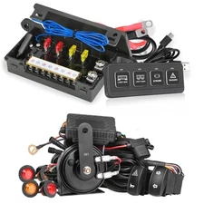 Wireless 4 Gang Switch Panel Circuit Control Relay System & UTV Turn Signal Kit