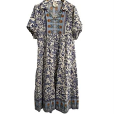 Umgee Women's Floral Print Midi Tiered Dress Women’s Size Small Bohemian floral