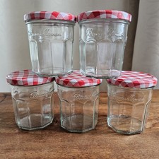 Lot of 5 Empty Bonne Maman 11 oz Glass Jelly/Jam Jars Great for Crafts/Storage