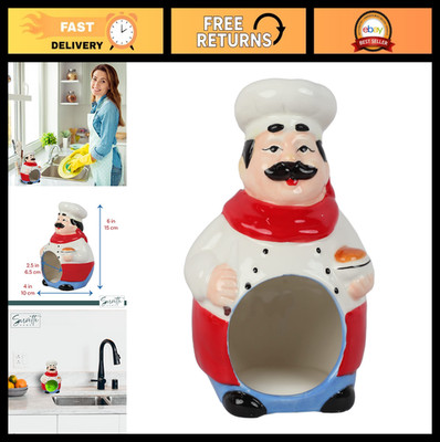 Adorable Chef Sponge Holder for Kitchen Décor - Cute Fat Chef Design, Fun & Func