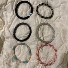 6x Glass Seed Bead Handmade Beaded Crochet Roll On Nepal Bracelet