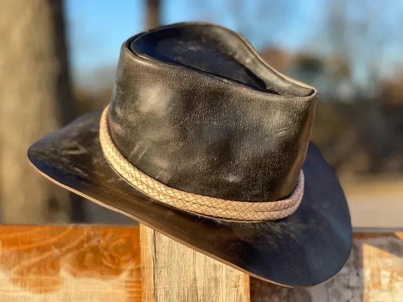 Inspired By Western Handmade Genuine Cowhide Leather Arthur Morgan Cowboy Hat - Image 3 of 4