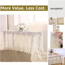 Ivory Lace Tablecloth 60 X120 Inches Rectangle Vintage Embroidered Bridal Wed...