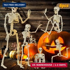 6 Packs Skeleton Halloween Decorations Outdoor with 16" Full Body Posable Joints