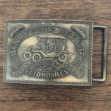 Vintage Belt Buckle Henry Ford Detroit Model T Auto Record Year Commemorative