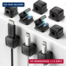 9 Pack Cord Organizer, Magnetic Cable Clips, Under Desk Management, Black