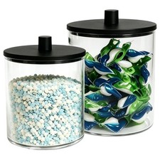 Clear Acrylic Laundry Pods Container Black, 0.6 0.4Gal 
