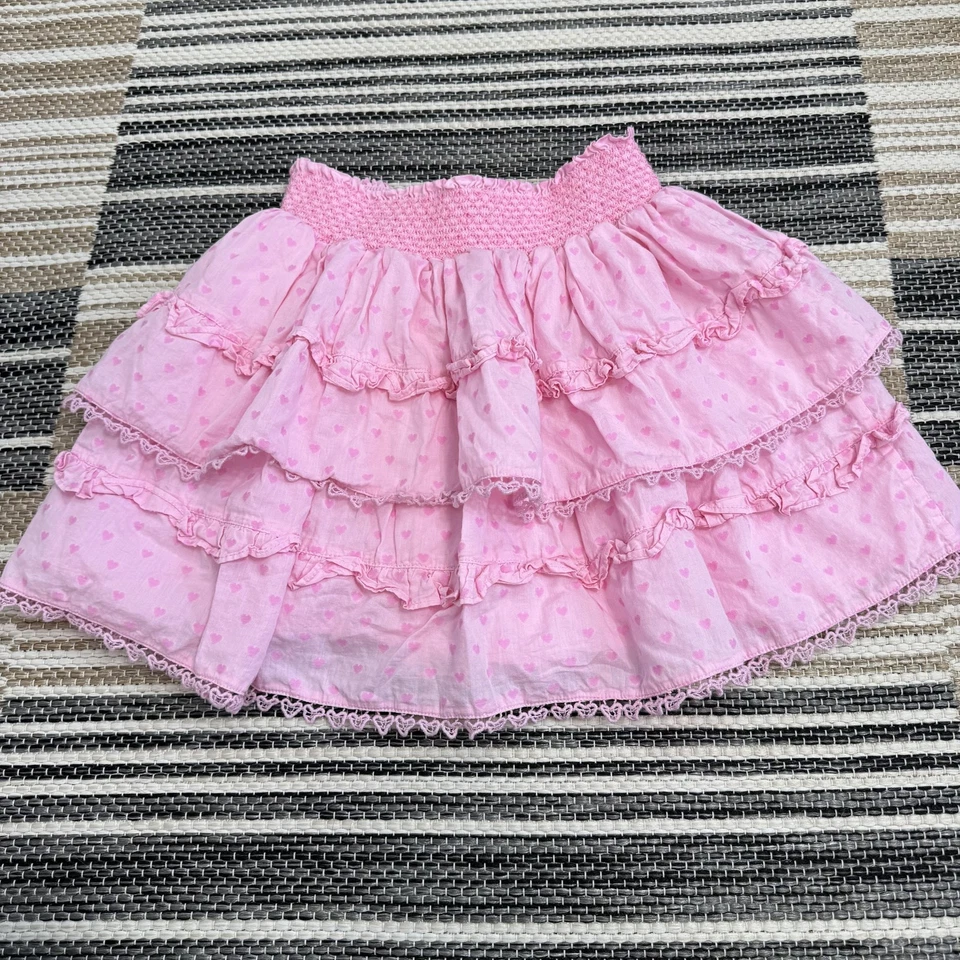 American Girl x LoveShackFancy Skirt Girls Medium 10/12 Heart Ruffle Lace Pink - Image 4 of 4