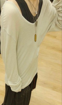 5351 POUR LES HOMMES Long Sleeve Cut Sew Top Beige Silky Y2K Archive Style