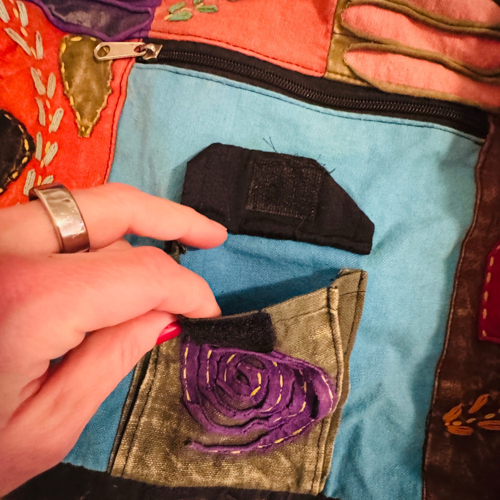 KPC Nepal Patchwork Boho Backpack Handmade Cotton… - image 10