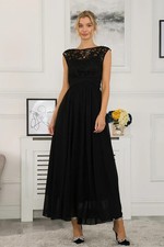 Jolie Moi Black Prom Dress Size 10 Lace Bodice Maxi tie belt NEW BNWT RRP £95