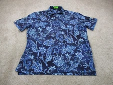 Ralph Lauren Polo Shirt Mens Extra Large XL Blue White Floral Print Golf Preppy