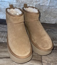 UGG Women's Ultra Mini New Heights Chestnut Suede Platform Boots 1158311