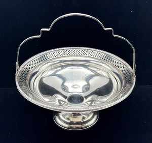 STERLING Silver Footed Swing Handle Basket - Mid-20th Century American