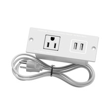 Recessed Power Strip, Compact Design with 1 AC Outlet 2 USB-A Ports for Office