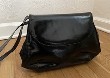Vintage Saks Fifth Avenue Clutch Black Patent Leather Purse Pocketbook READ