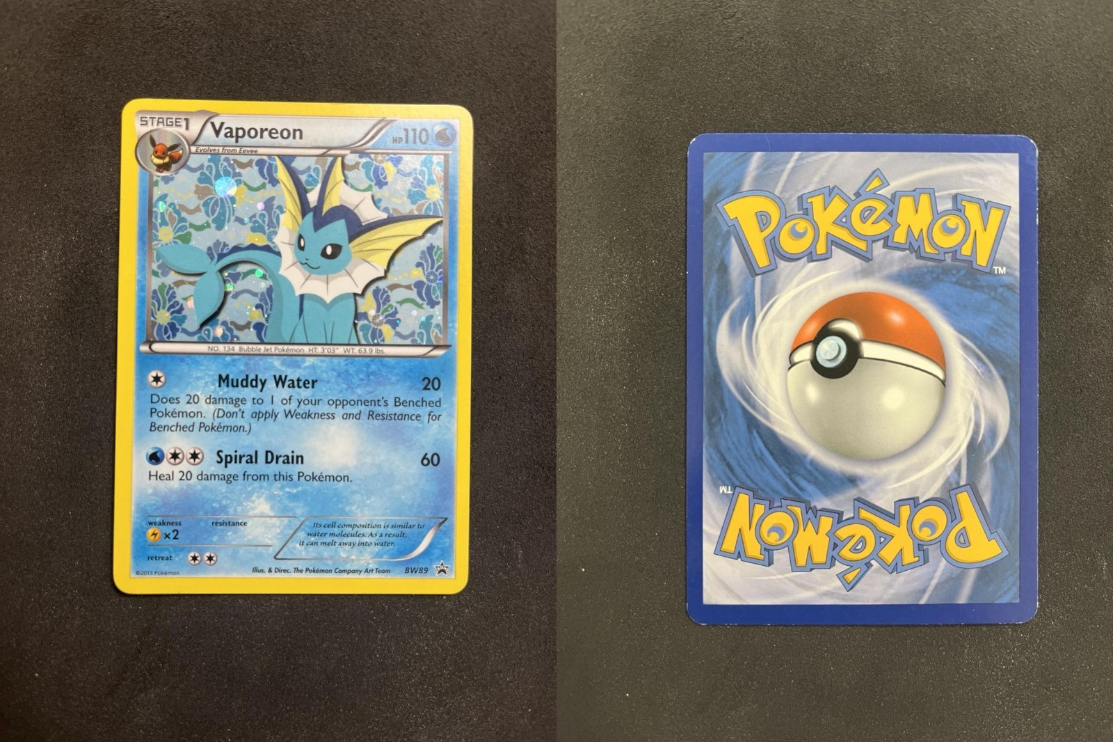 POKEMON UNGRADED VAPOREON - BW89 BW89 HOLO P BLACK AND WHITE PROMO LP