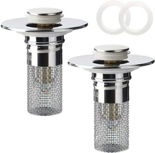 Bathroom Sink Drain Strainer, Pop-Up Sink Drain Strainer with Removable Stainles