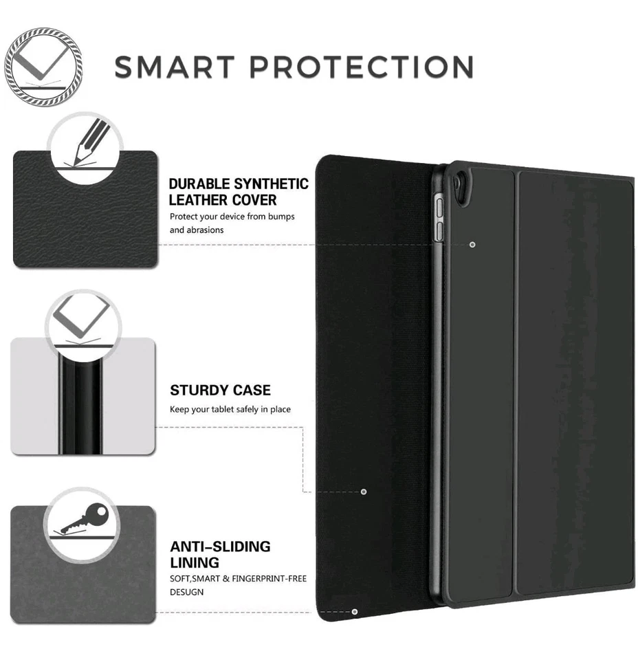 Estuche con teclado portafolio desmontable Yekbee Ultimate negro retroiluminado para tableta iPad Foto 3 de 4