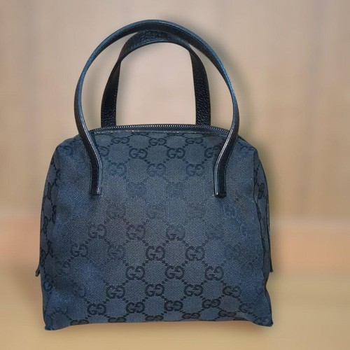GUCCI Handbag GG canvas black Vintage Authentic From Japan