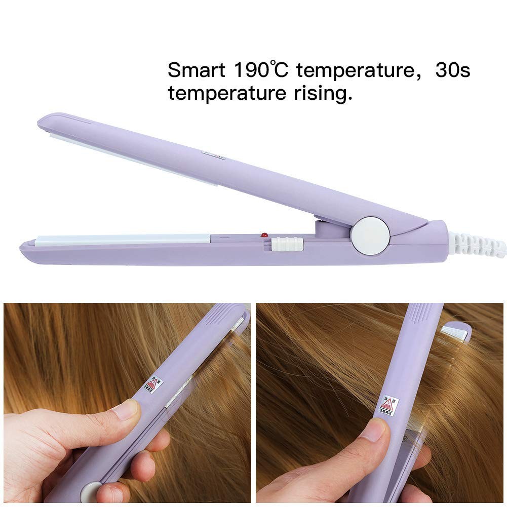 2-in-1 Mini Hair Straightener Curler Ceramic Tourmaline Ionic Flat Iron