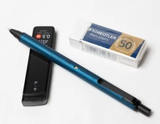 Uni Kuru Toga Metal Mechanical Pencil Silent Blue 0.5mm M5-KH Japan + Extra