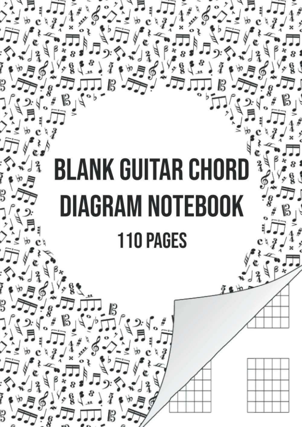 Blank Guitar Chord Diagram Notebook: Book | 110 Pages