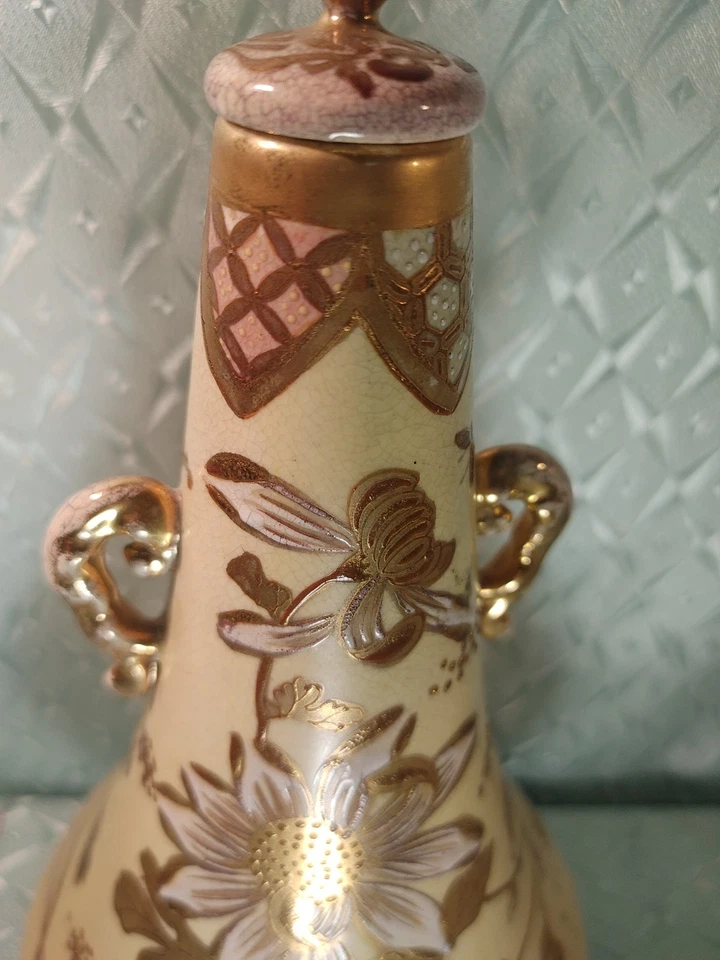 ¡BIEN! Jarrón antiguo japonés de cerámica de porcelana Satsuma - Ewer MEIJI siglo XIX Foto 3 de 4