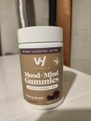 vita hustle mood and mind mushroom 50 gummies cherry bomb