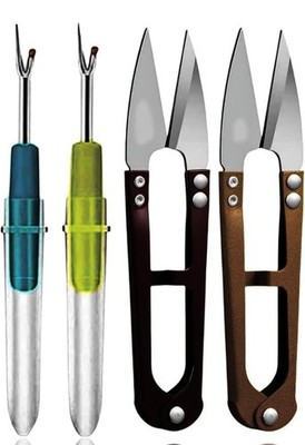Thread Cutter Scissors & Seam Ripper Set U Shape Yarn Cutter Sewing Tool Kit 4PC