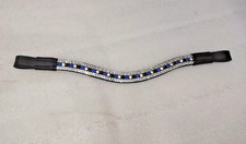 Premium 5 Row Crystal Browband Black Leather For Horse Bridle Parts Full Size.