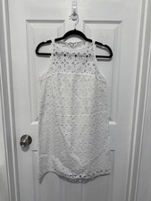 Milly of New York NWT White Halter Cotton Floral Lace Mini Dress - Women's 4