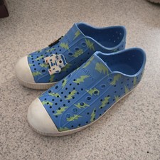 Native Jefferson Kids Slip On Shoes Blue/Green Youth Kids Size C12 Bonus Jibbitz