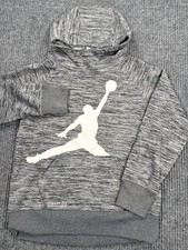 Nike Air Jordan Therma-Fit Hoodie Youth Small Gray Pullover Sweatshirt