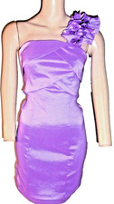 SNAP  Dress Ruffled One Shoulder Stretchy Lilac Size 5 Lightly Padded Bra