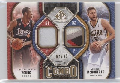 2009 SP Game Used Combo Materials 64/99 Thaddeus Young Josh McRoberts Patch 0tw4