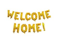 16inch WELCOME HOME Letter Balloons, Gold Alphabet Foil Mylar Balloons for We...