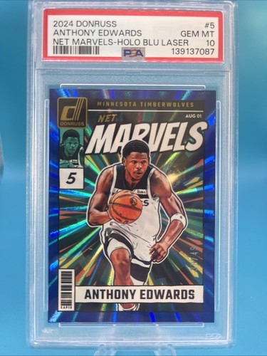 Anthony Edwards [Holo Blue Laser] #5 2024 Panini Donruss Net Marvels card