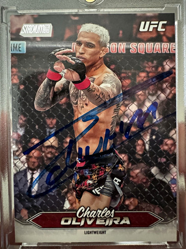 Topps 2025 Stadium Club UFC Charles Oliveira In the Presence 36 Auto PSA 4C87203
