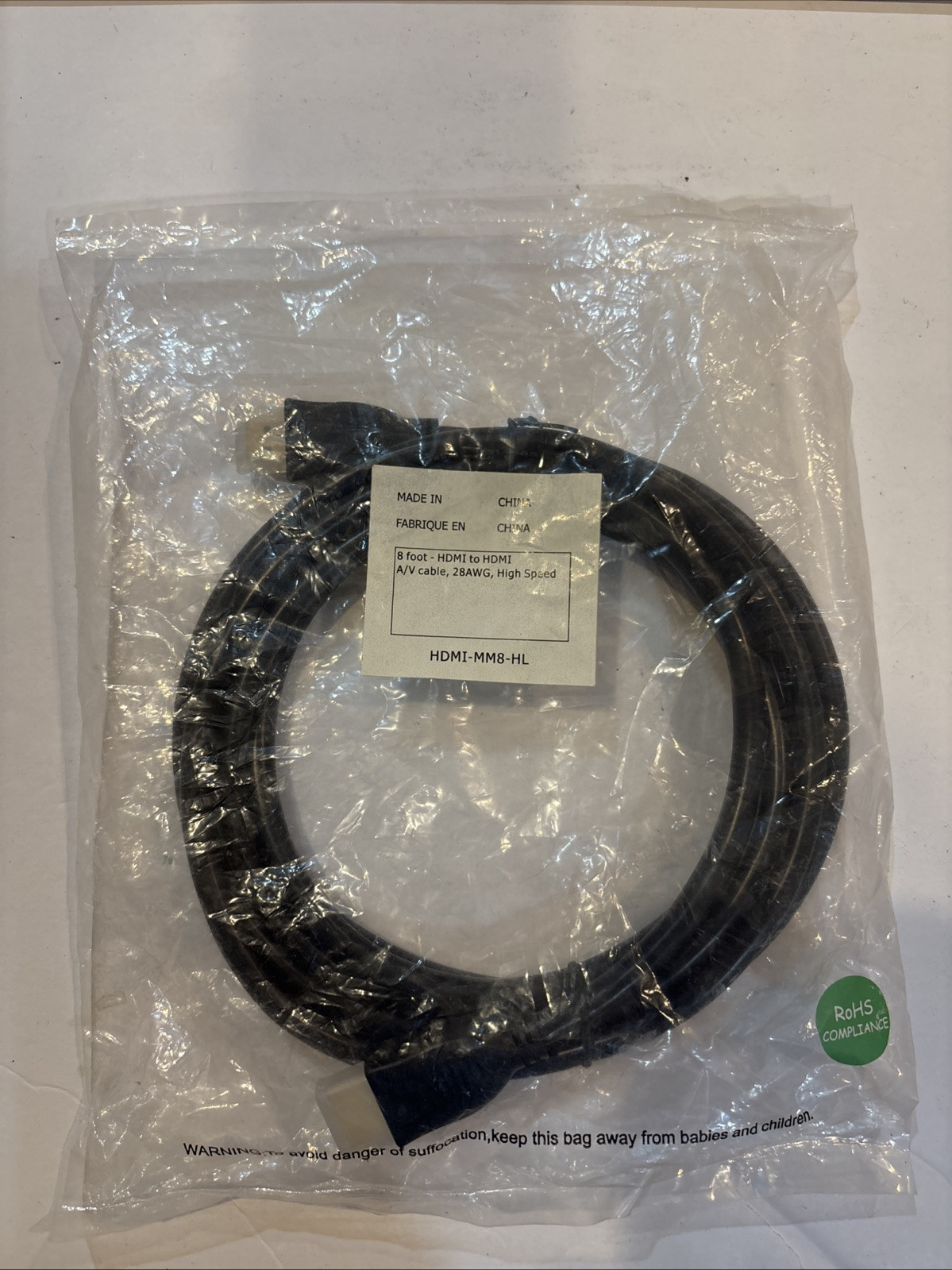 8ft High-Speed HDMI Cable 28AWG ROHS Compliant-image