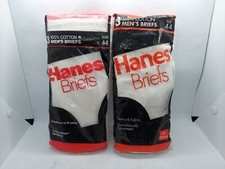 2 Packs Of Vintage Hanes Classic Men's Cotton White Briefs 3-Pack Sealed Size 44