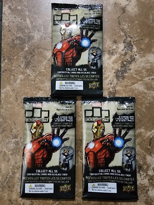 (3) 2016 Upper Deck Marvel Dossier Trading Card & Dog Chain Factory Sealed Pack