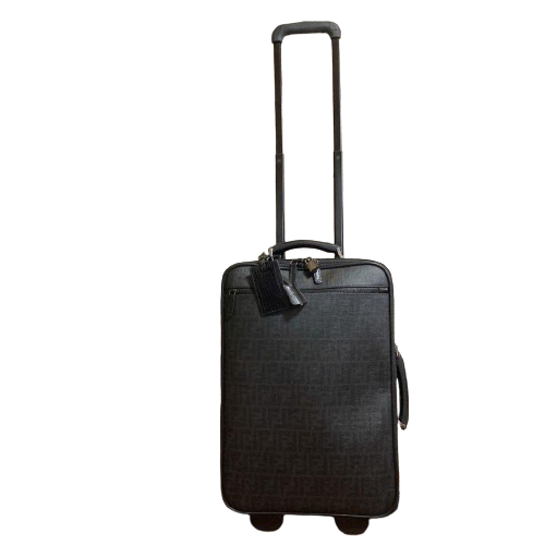 Fendi Zucca Carry Trolley Suitcase Bag Travel Black Authentic Vintage Used - Imagen 1 de 24