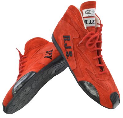 RJS RACING SFI 3.3/5 RACING DRIVING SHOES RED MID TOP MEN SIZE 9 IMSA SCCA IHRA